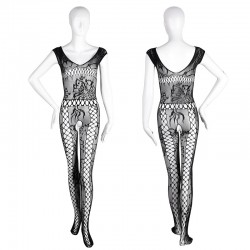 性感鏤空網眼透視開襠連體全身絲襪網襪