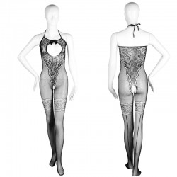 掛脖露胸性感開襠緊身連體網衣絲襪