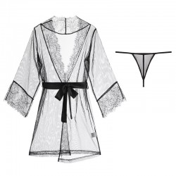 透視蕾絲開襟誘惑綁帶浴衣(連T褲腰帶)