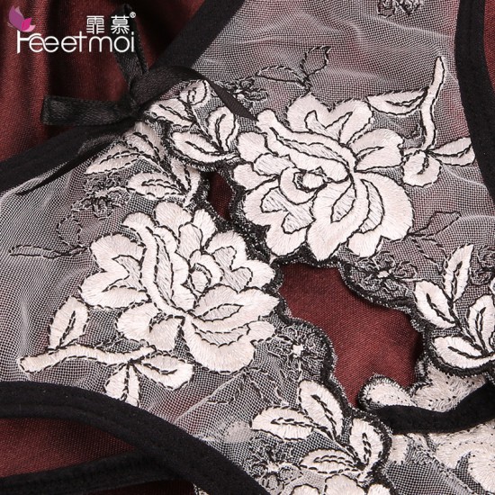 精緻刺繡開襠繡花性感內褲