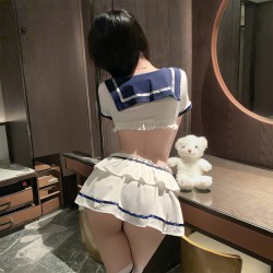 航海學院風甜辣超短裙露臀分體套裝制服