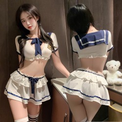 航海學院風甜辣超短裙露臀分體套裝制服