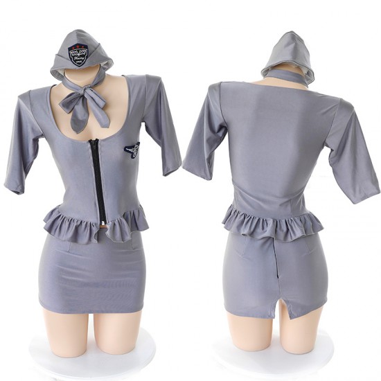 氣質型前開式空姐制服短裙套裝