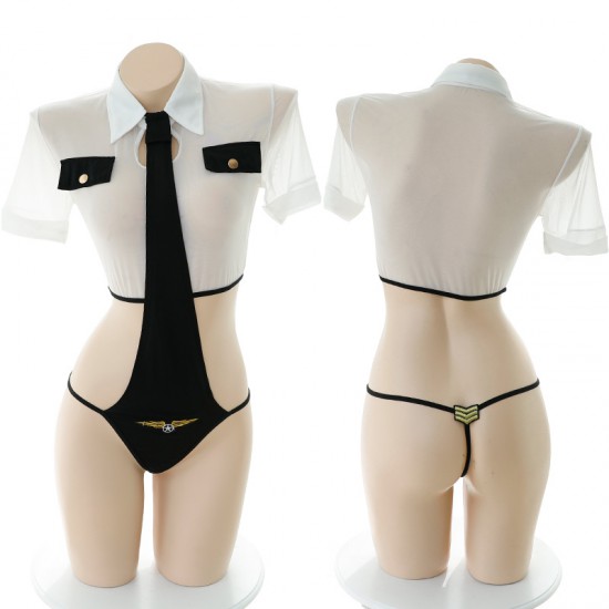 超透視女警掛頸連體制服套裝