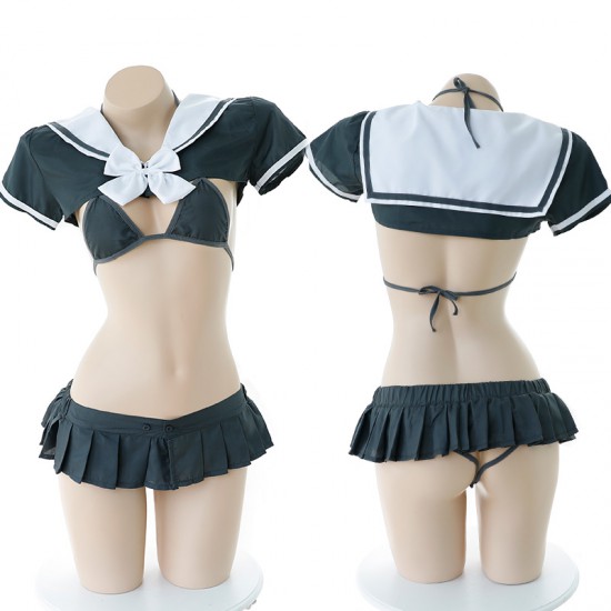 極細學生風三點式制服套裝